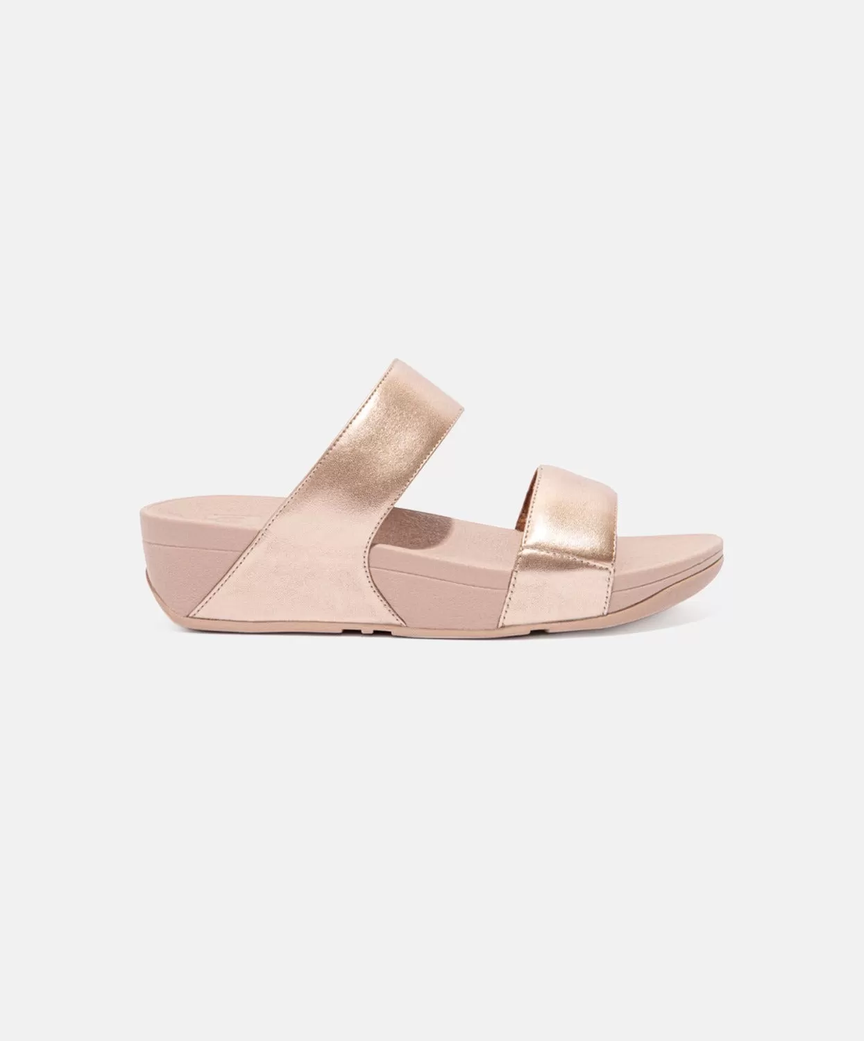 FitFlop Lulu Leather Rose Gold Slides