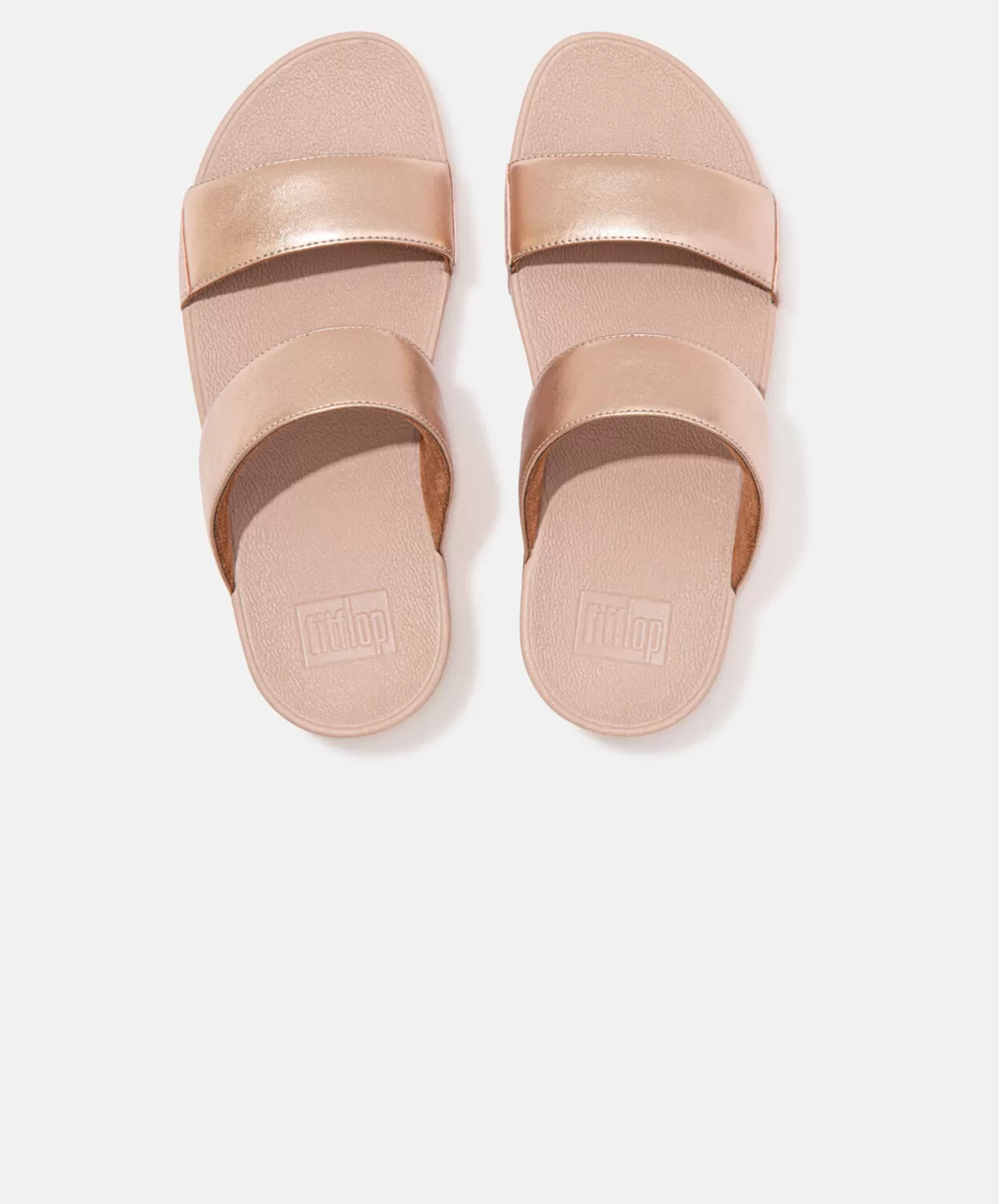 FitFlop Lulu Leather Rose Gold Slides