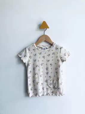 Floral Ribbed Tee // 3-4Y