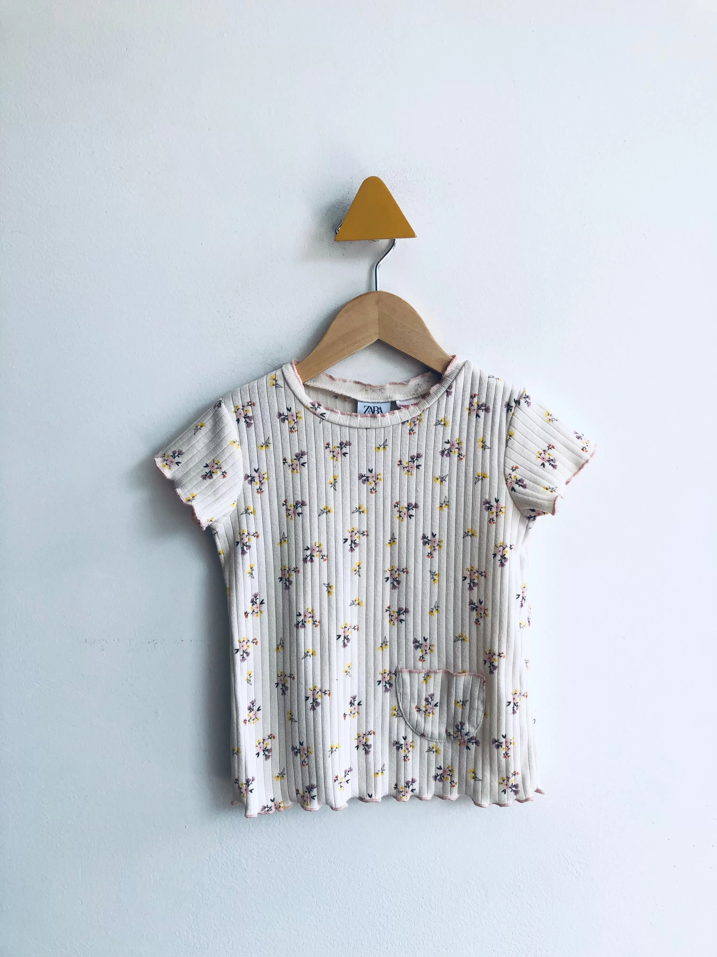 Floral Ribbed Tee // 3-4Y