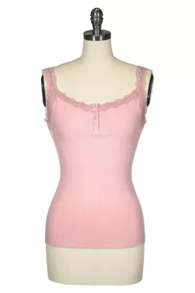 Follies D'Amour Lace Trim Singlet (Pink)