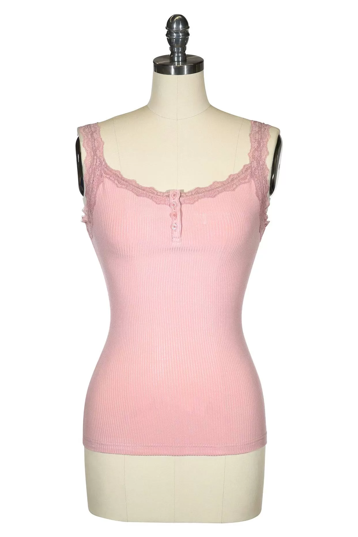 Follies D'Amour Lace Trim Singlet (Pink)