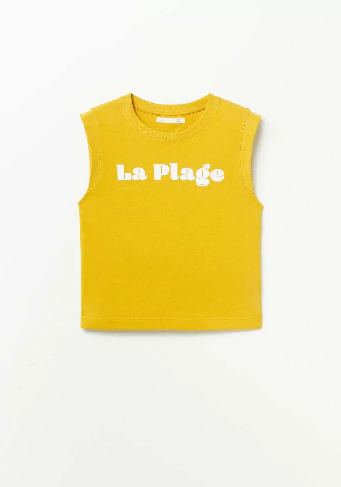 Front text sleeveless T-shirt - Yellow