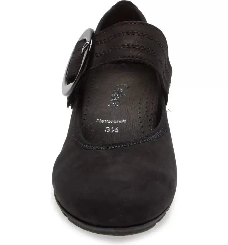 Gabor Women's 54.168.17 Mary Jane Buckle Flat - Black Nubuck