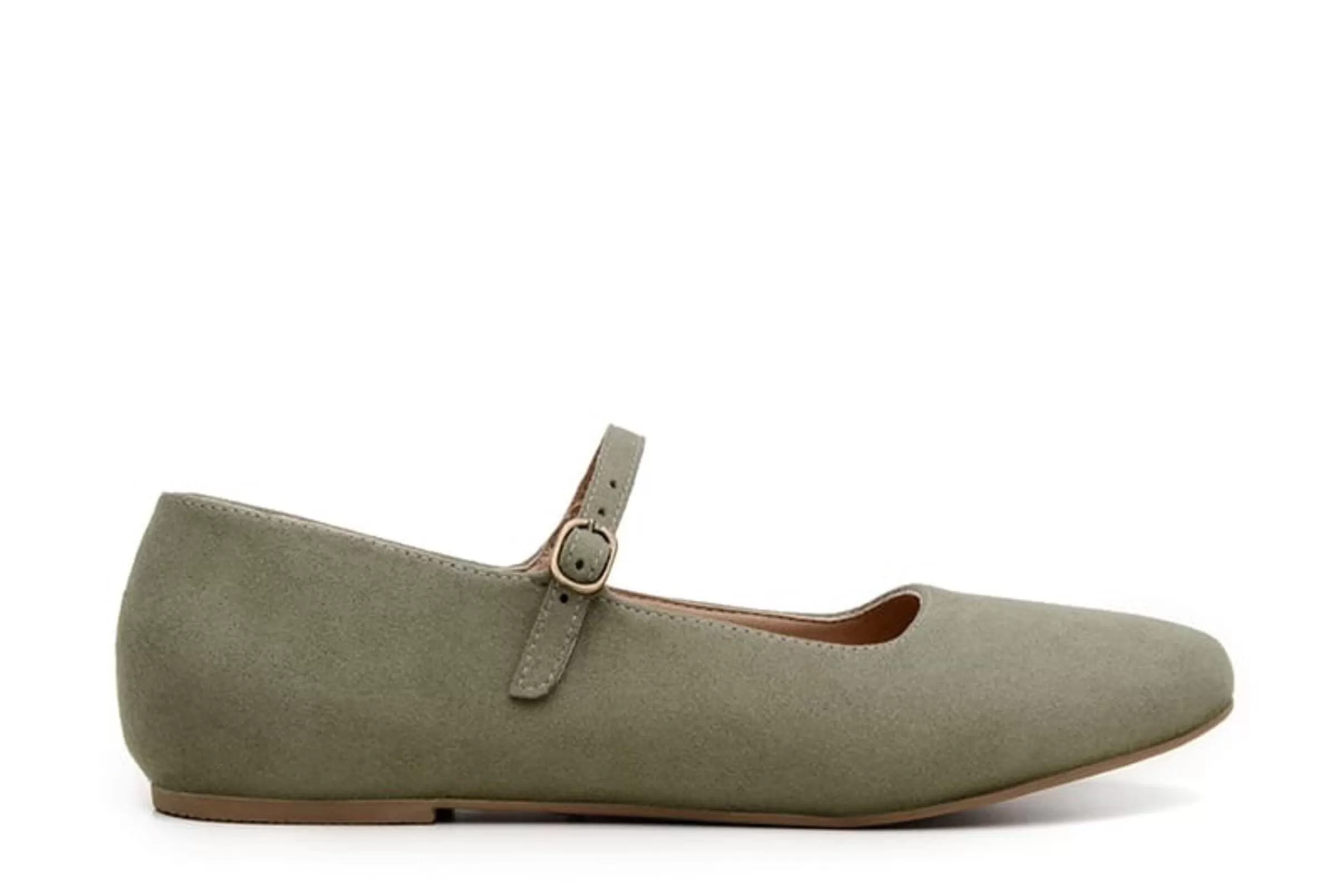 'Gabriella' vegan-suede flats by Ahimsa Shoes - dark olive