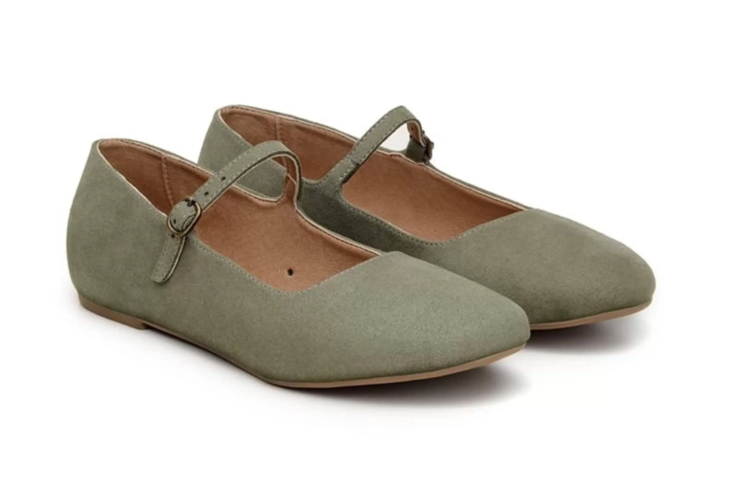 'Gabriella' vegan-suede flats by Ahimsa Shoes - dark olive