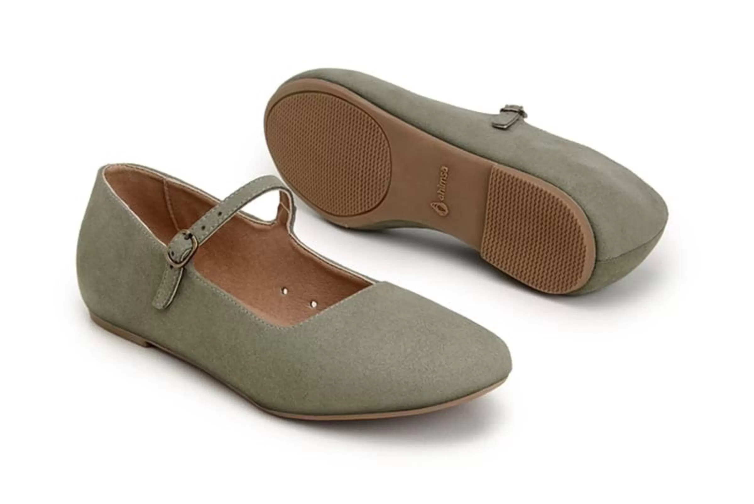 'Gabriella' vegan-suede flats by Ahimsa Shoes - dark olive