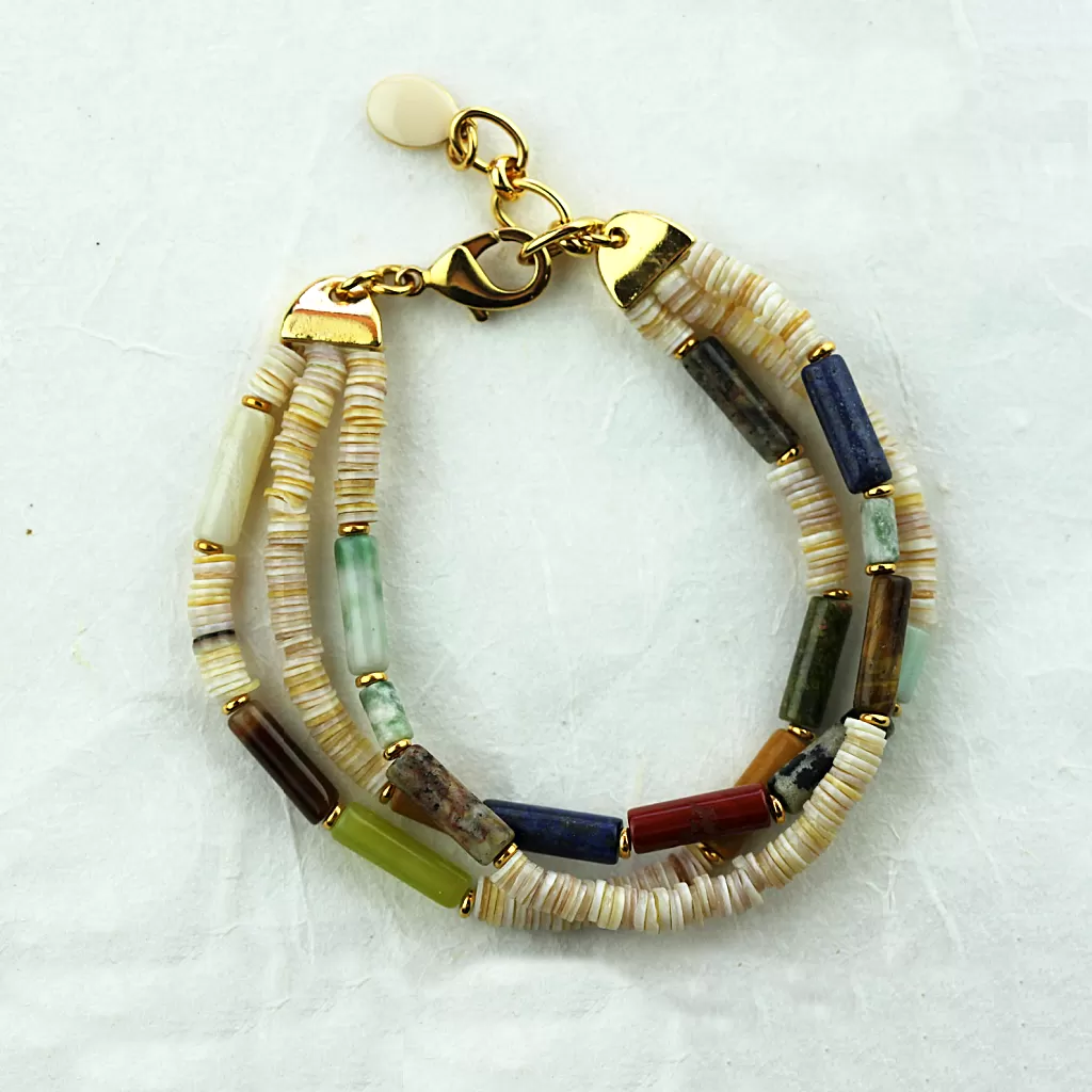 Gemstone Triple Strand Bracelet