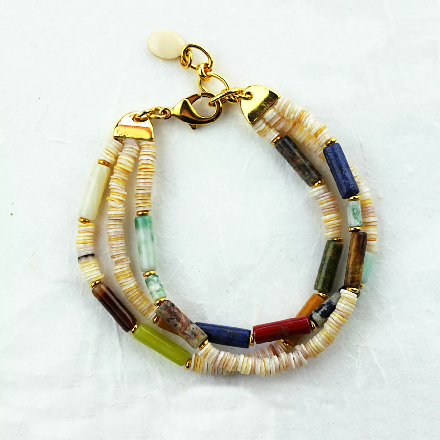 Gemstone Triple Strand Bracelet