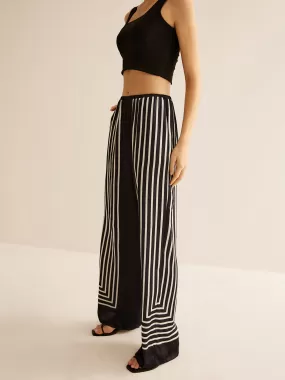 Geometric Pinstripe Satin Pants