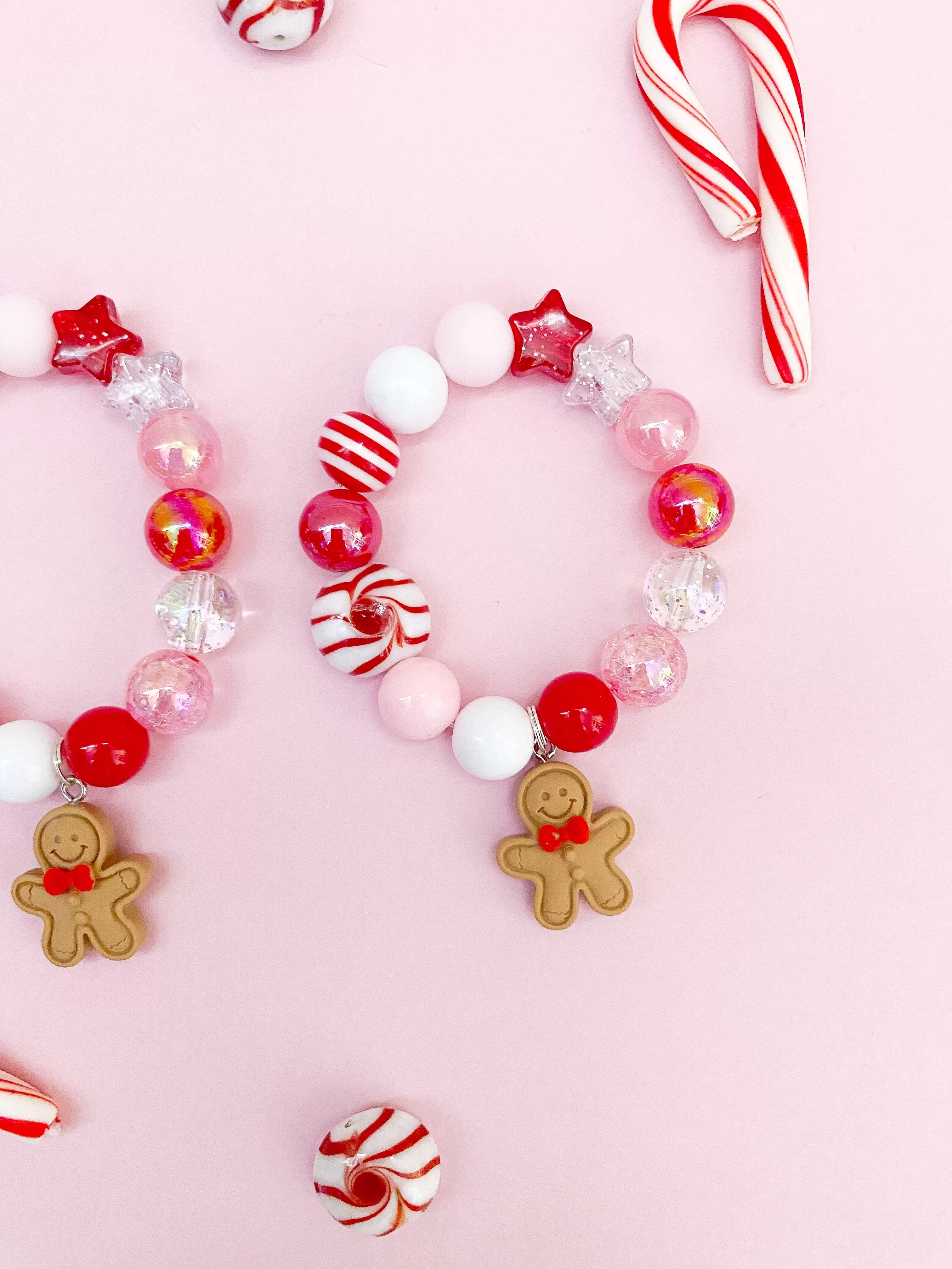 Gingerbread and Peppermint Charm Bracelet - (Kids and Adult sizing)