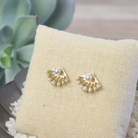 Gold and Pearl Jacket Convertible Stud Earrings