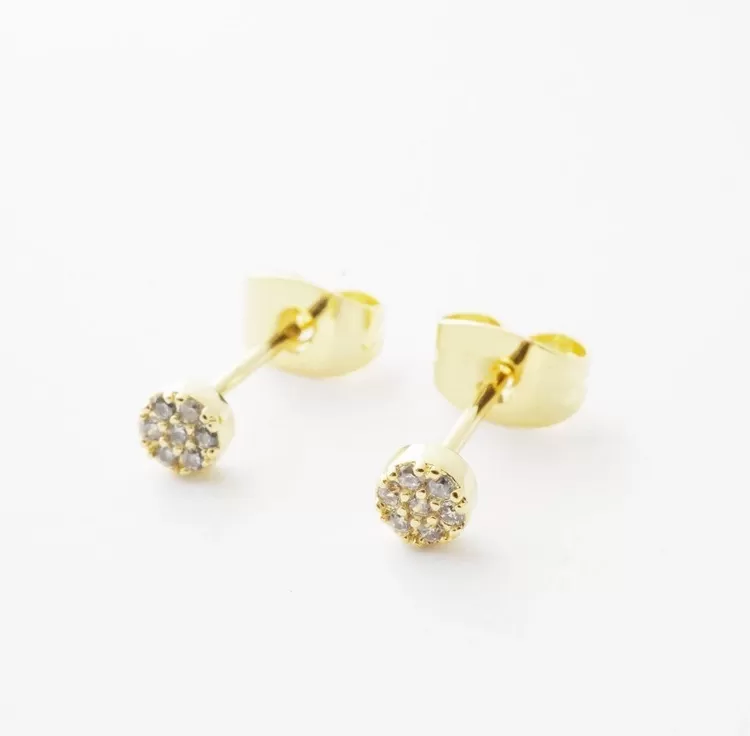 Gold Crystal Mini Circle Studs