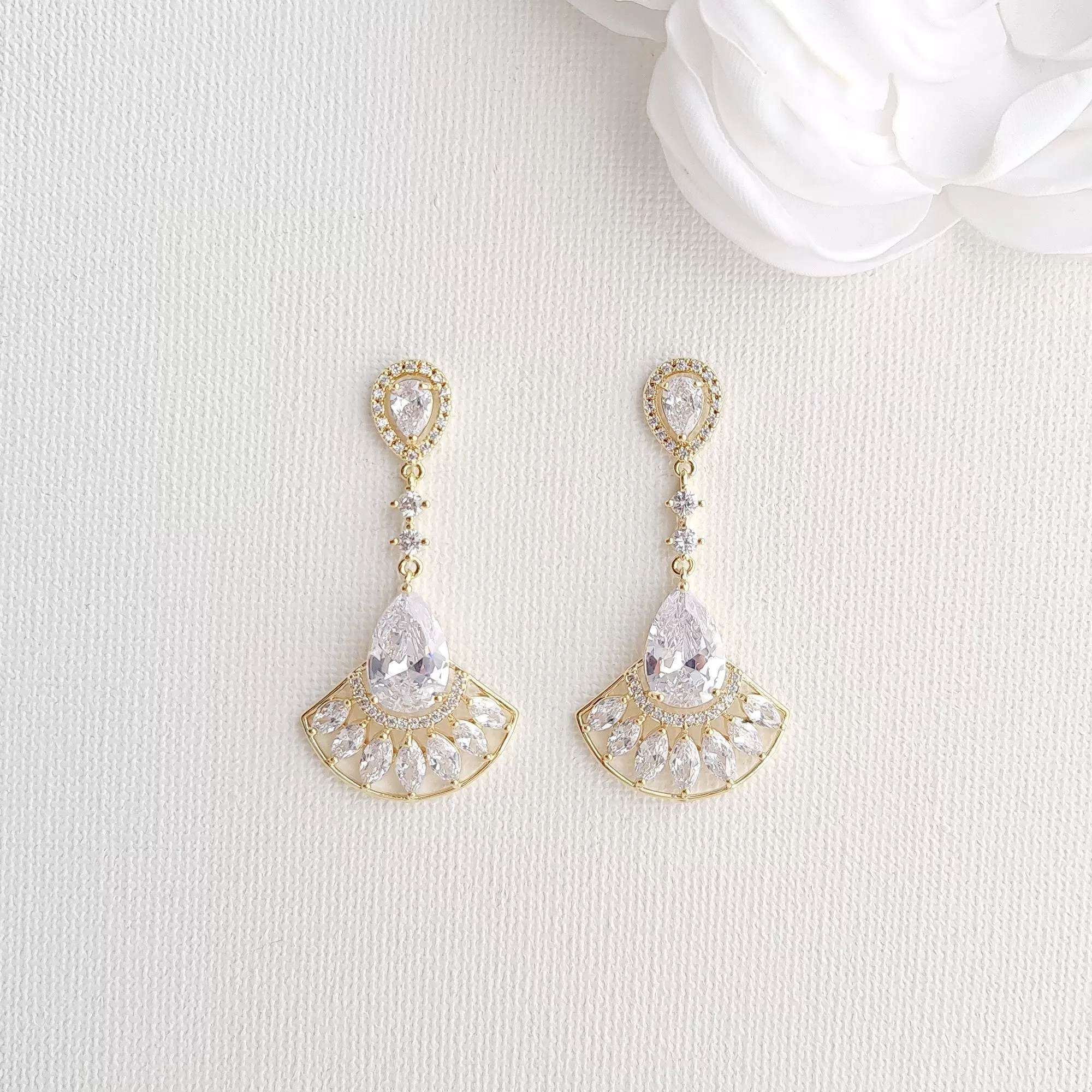 Gold Evening Earrings-Ilana