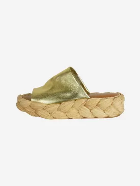 Gold woven platform sandals - size EU 39.5