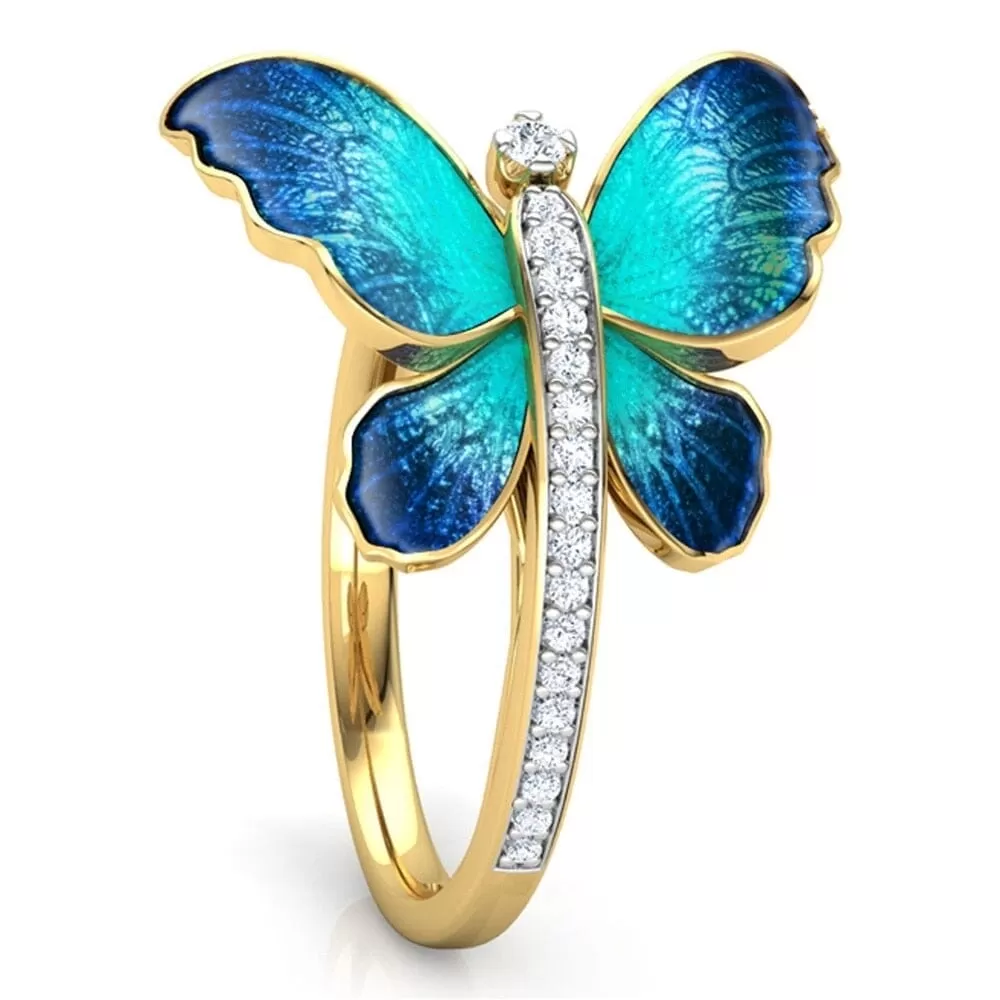 Gorgeous Butterfly Design Crystal Ring