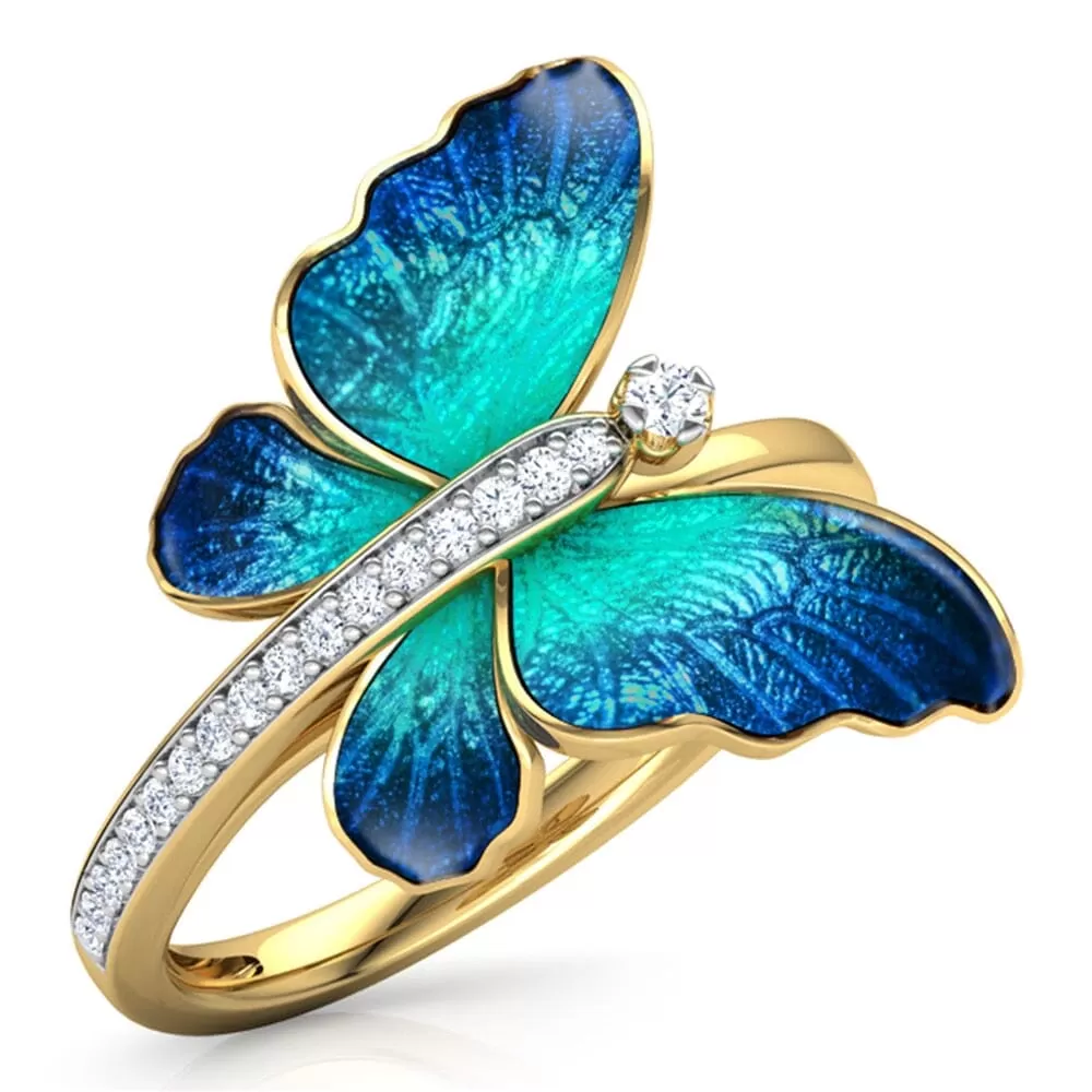 Gorgeous Butterfly Design Crystal Ring