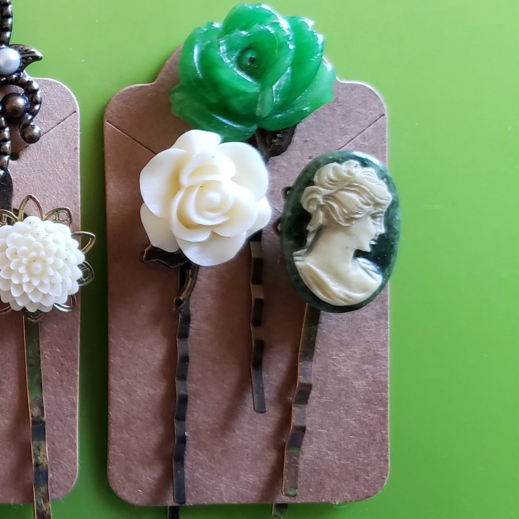 Handmade Cameo Bobby Pins New