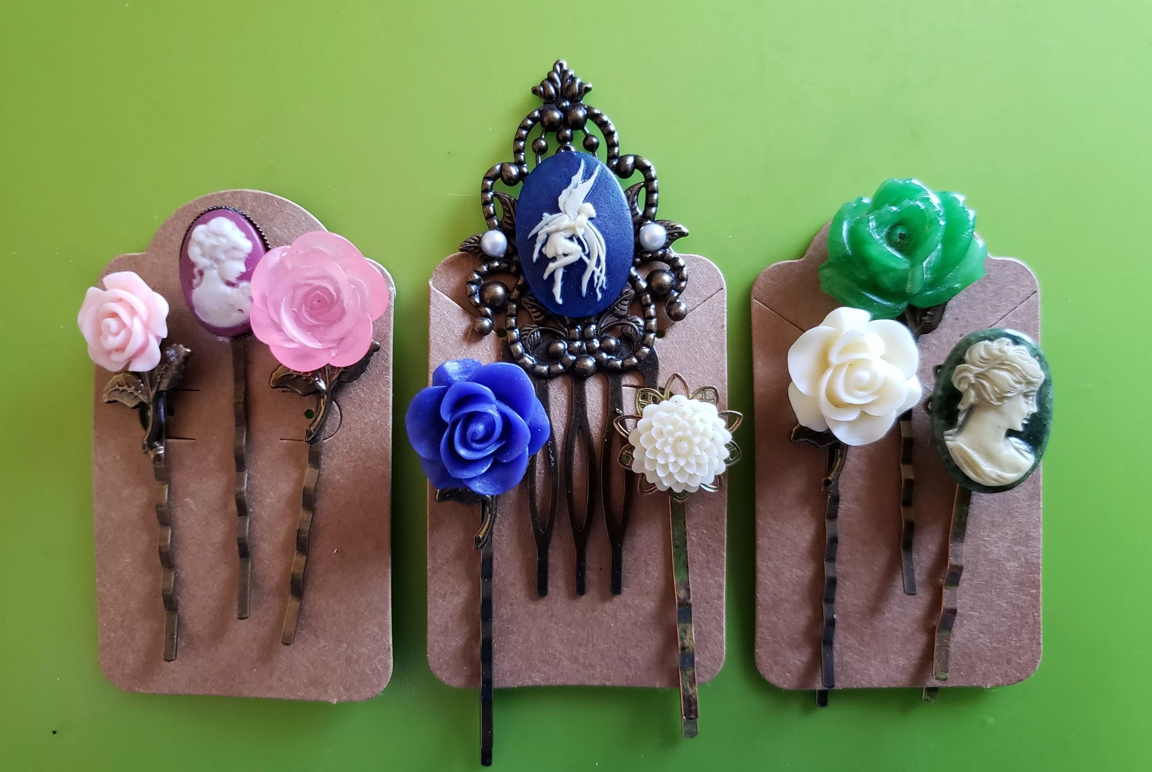 Handmade Cameo Bobby Pins New