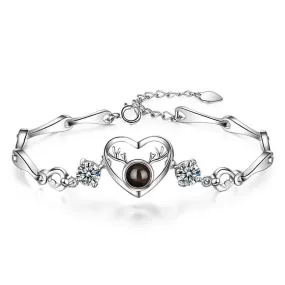 Heart-Shaped Reindeer Projection Felicity Bracelet with Picture Inside