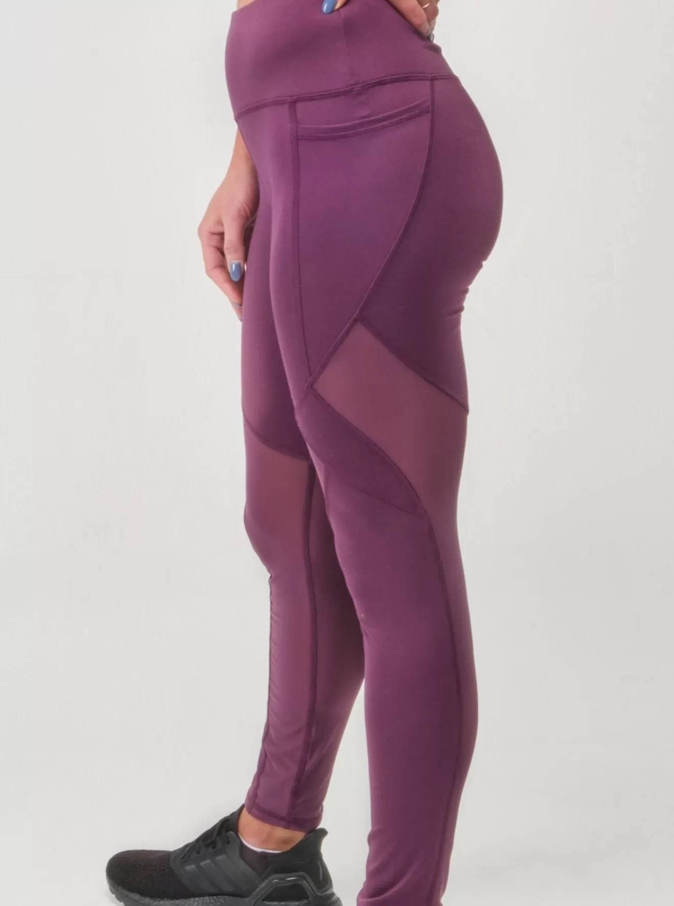 High-Rise Mesh Legging - Plum