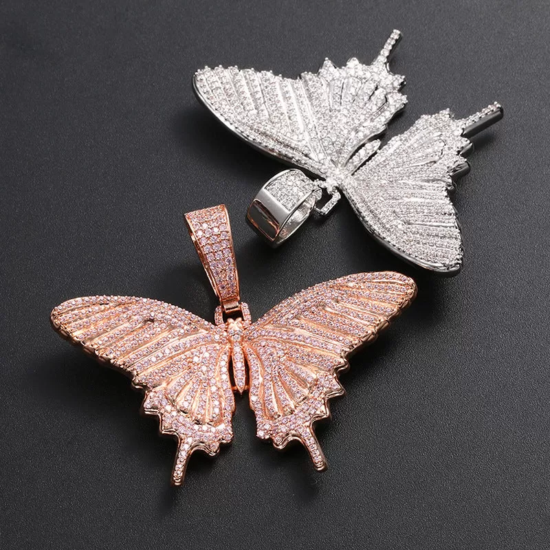 Hip Hop Micro-set Zircon Large Butterfly Pendant