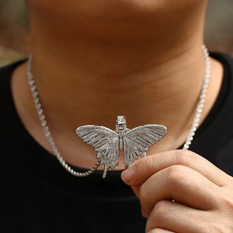 Hip Hop Micro-set Zircon Large Butterfly Pendant