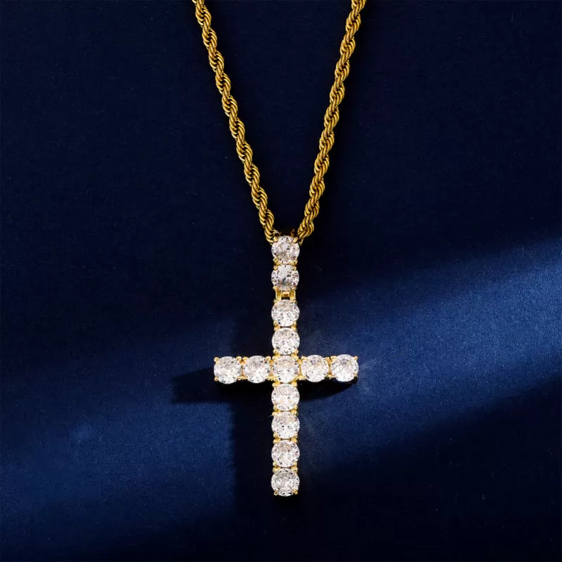 Hip Hop Simple Zircon Cross Pendant