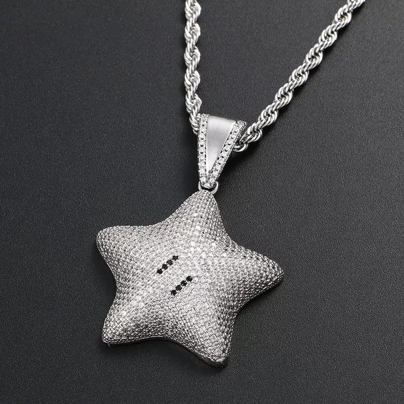 Hip Hop Zircon Pentagram Pendant