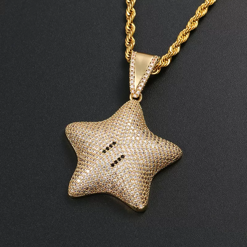 Hip Hop Zircon Pentagram Pendant