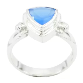 Indian Gemstone Chalcedony Sterling Silver Rings Rhodium Jewelry