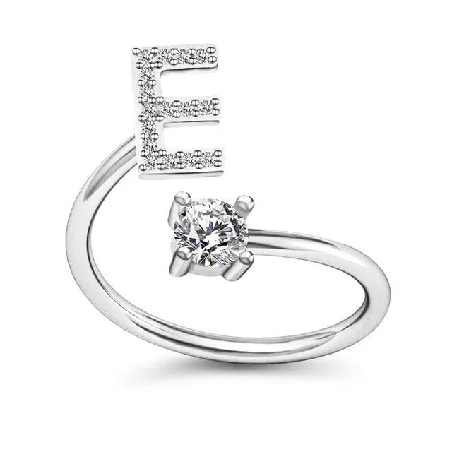 Initial Letter Alphabet A-Z Ring - 925 Sterling Silver