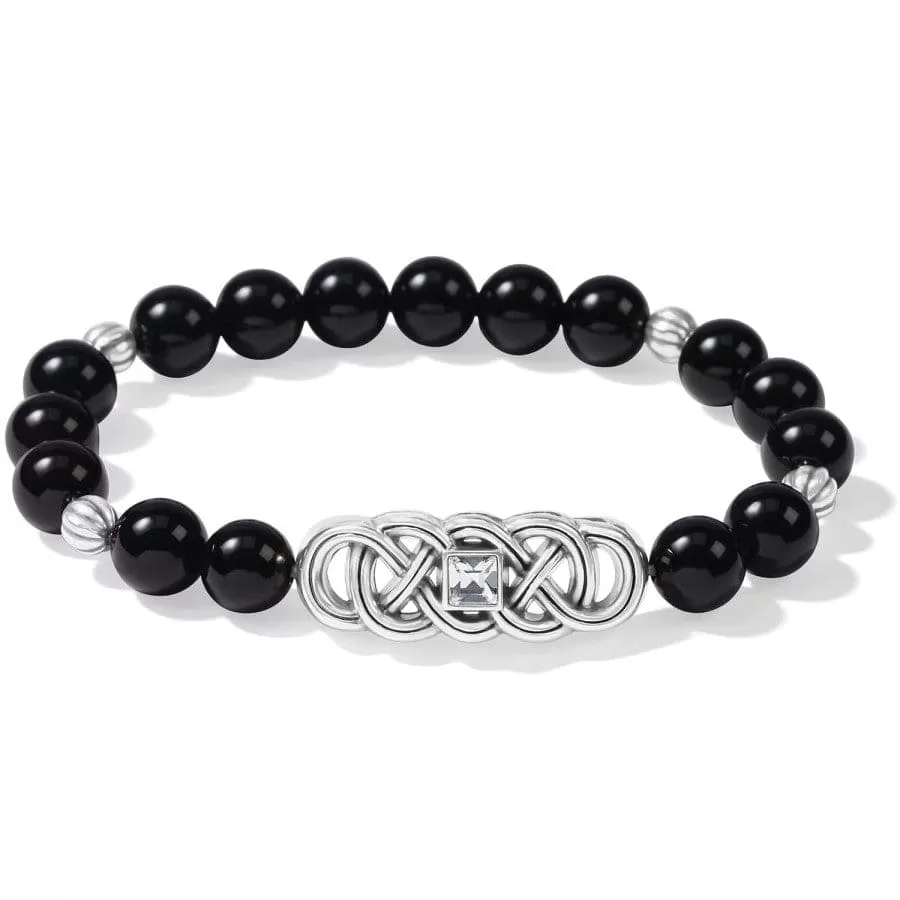 Interlok Lustre Black Agate Stretch Bracelet