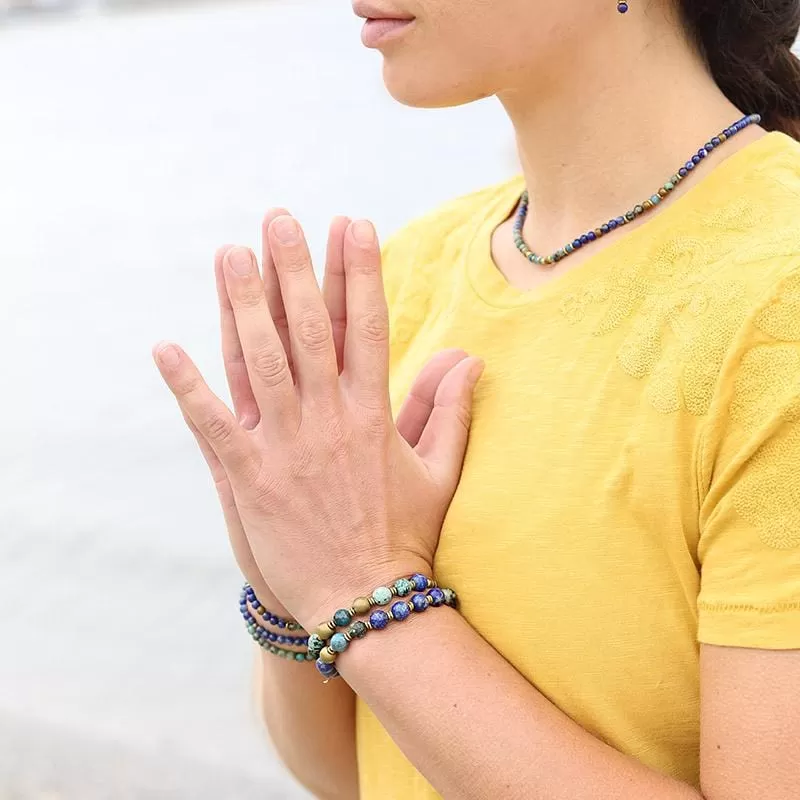 “Intuition and Change” Lapis Lazuli and African Turquoise Mala Bracelet