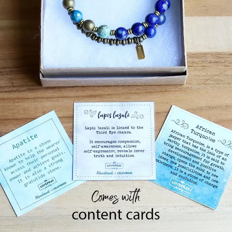 “Intuition and Change” Lapis Lazuli and African Turquoise Mala Bracelet