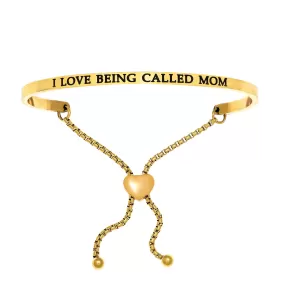 Intuitions Stainless Steel I LOVE BEING CALLED MOM Diamond Accent Adjustable Bracelet