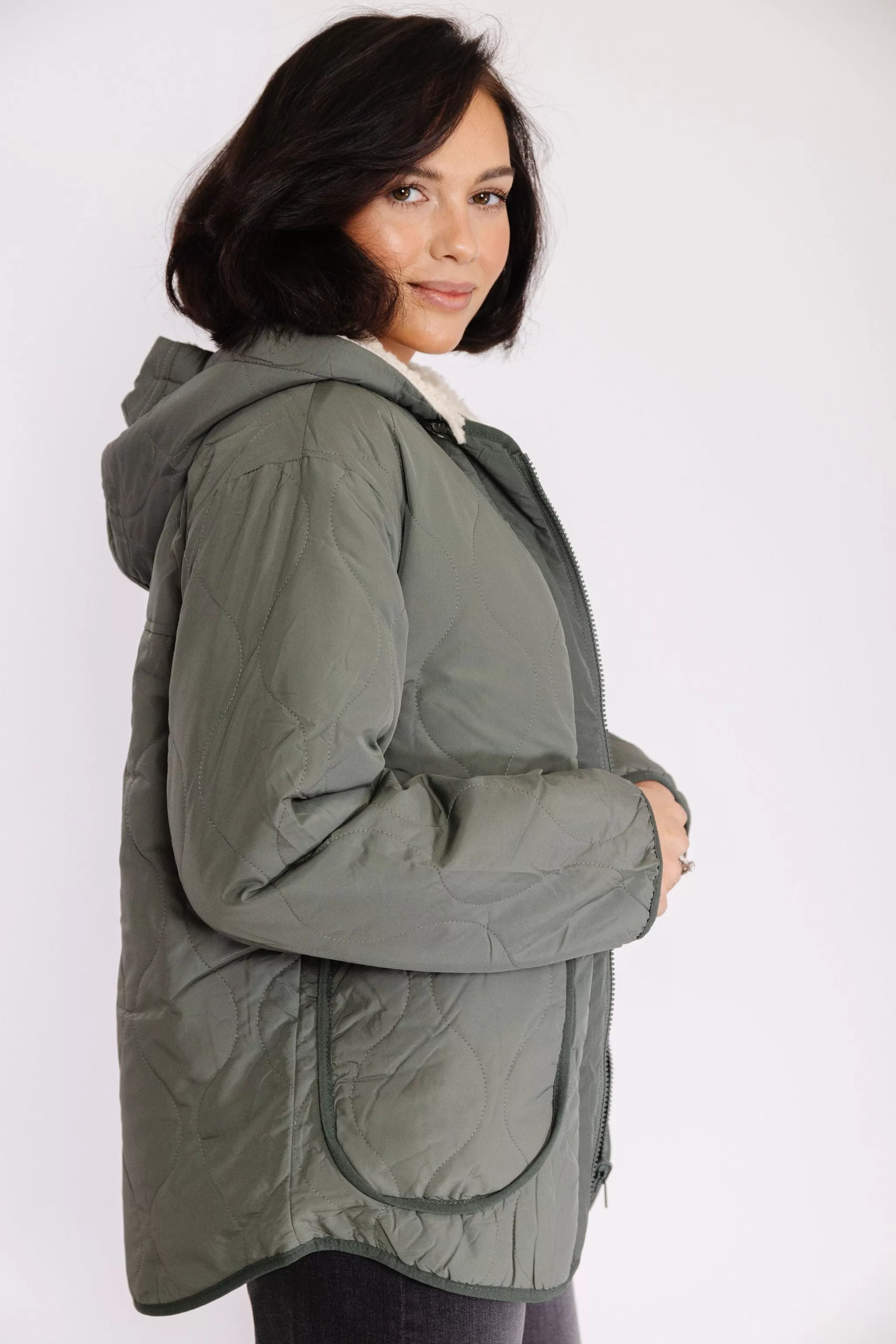 Izzy Quilted Jacket in Evergreen