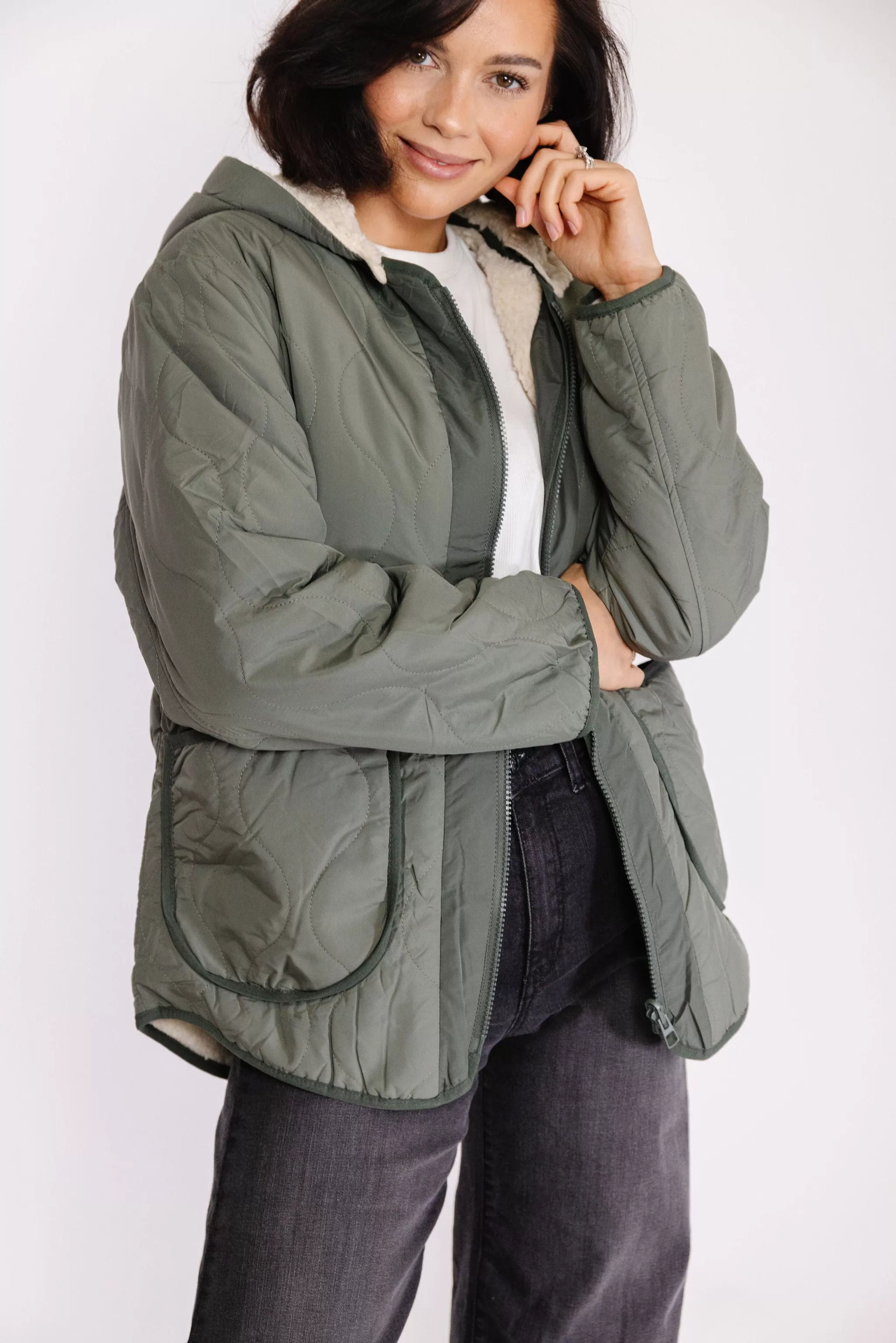 Izzy Quilted Jacket in Evergreen