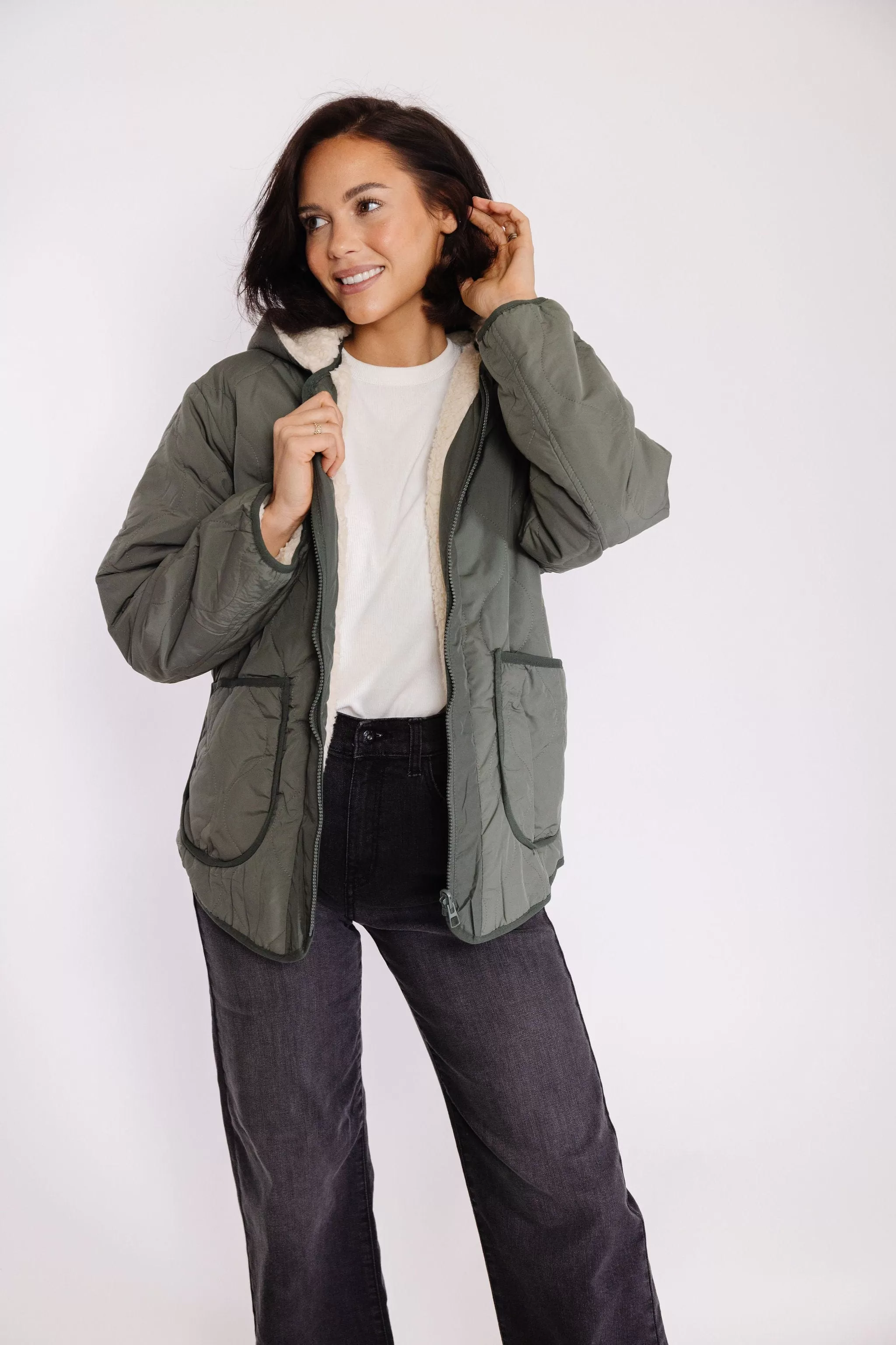 Izzy Quilted Jacket in Evergreen