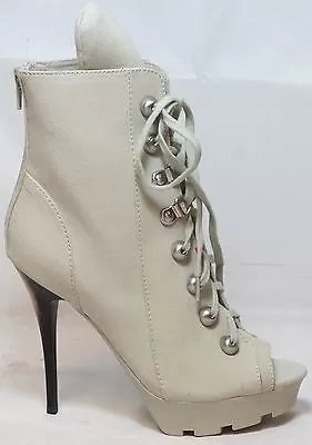 JEAN-MICHEL CAZABAT Women's Larita Lace-Up Bootie - Ciment - 37M - NIB MSRP $225