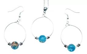 Jewelry Set JWL-SET-1009 Hoop Set Blue Brown Silver