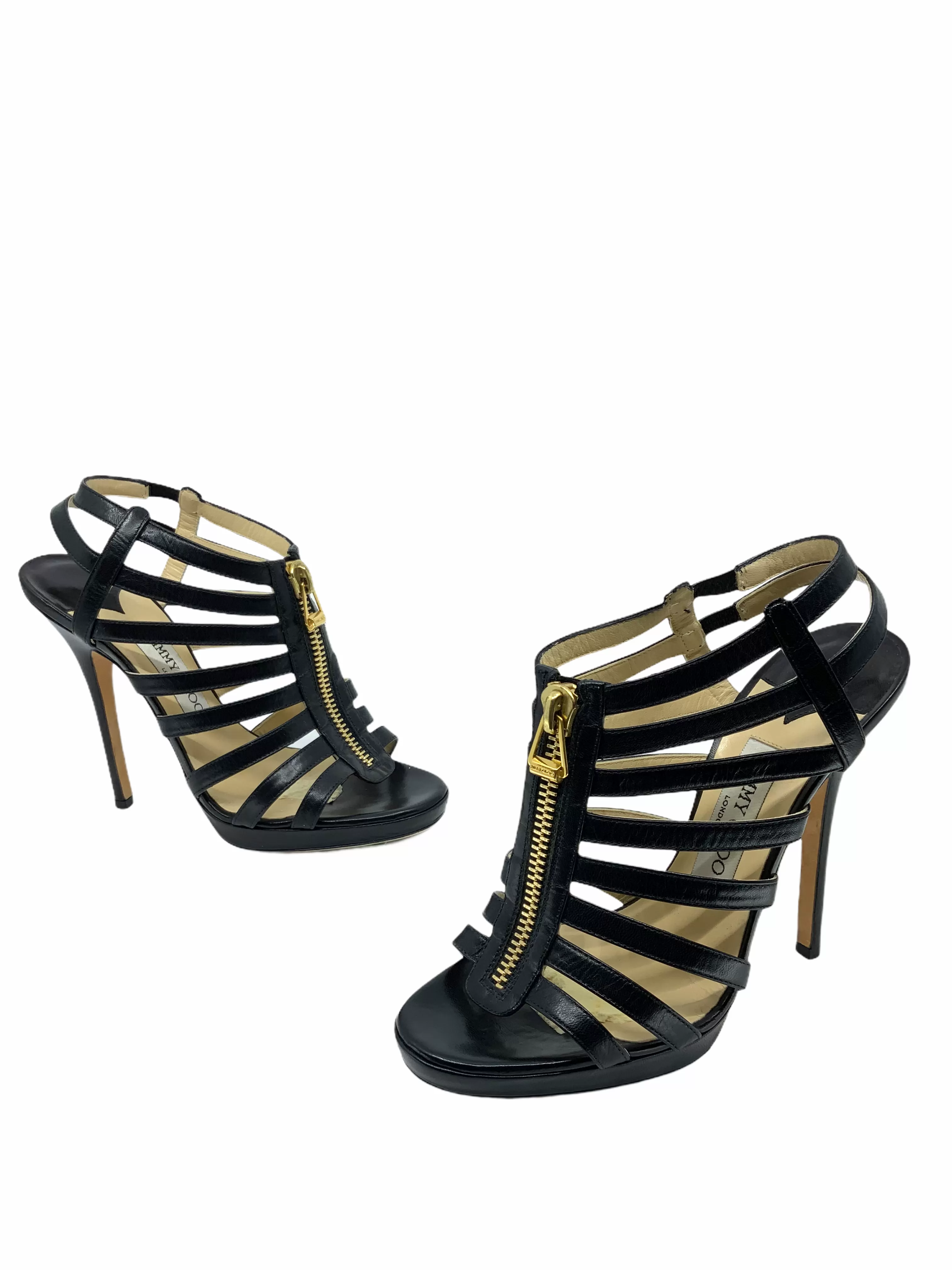 Jimmy Choo Leather Caged Heeled Sandals Size 8