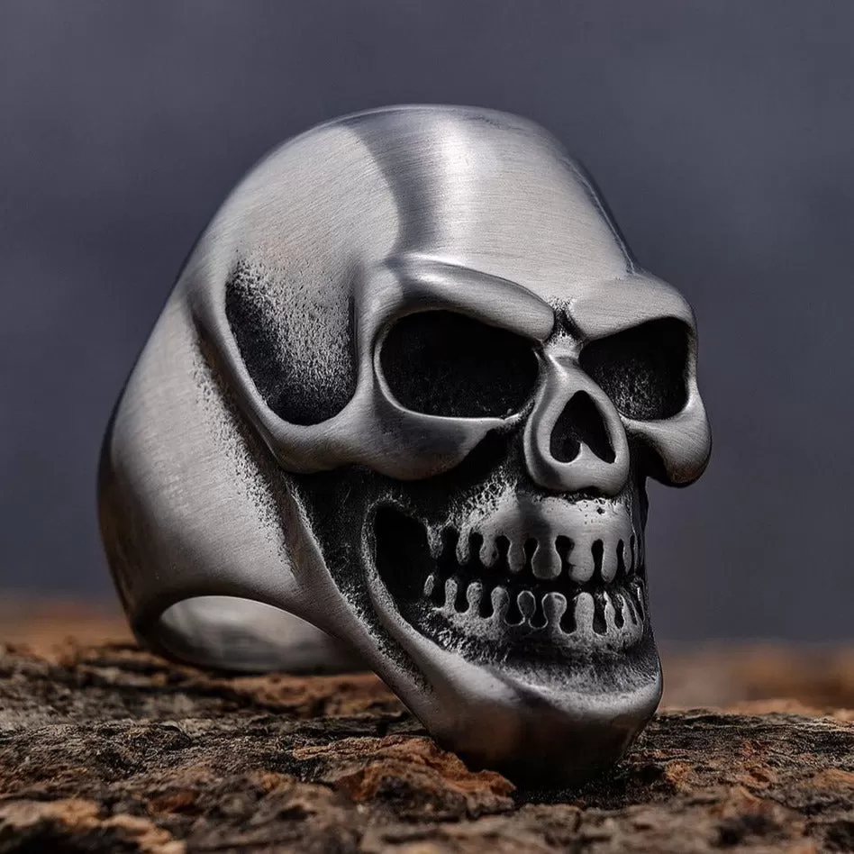 Jimmy - Small - Skull Ring - Brushed Stainless Steel - R38