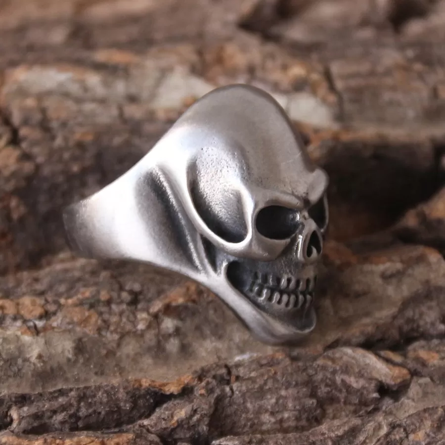 Jimmy - Small - Skull Ring - Brushed Stainless Steel - R38