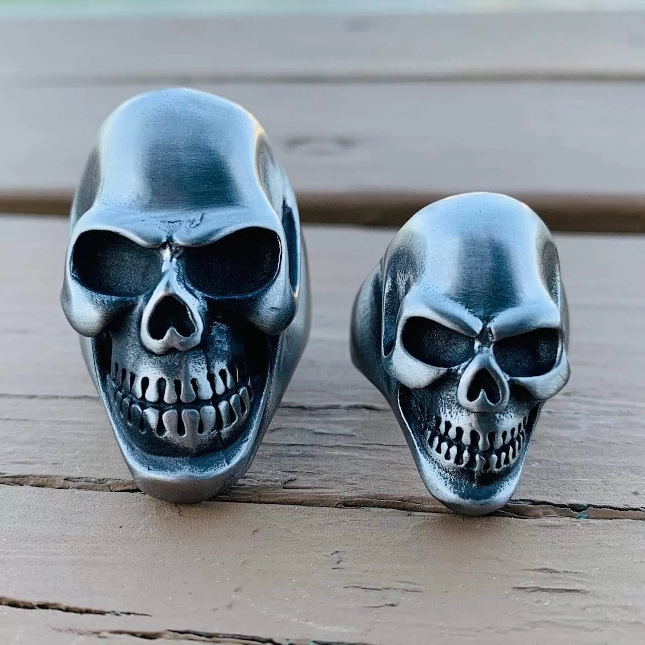 Jimmy - Small - Skull Ring - Brushed Stainless Steel - R38