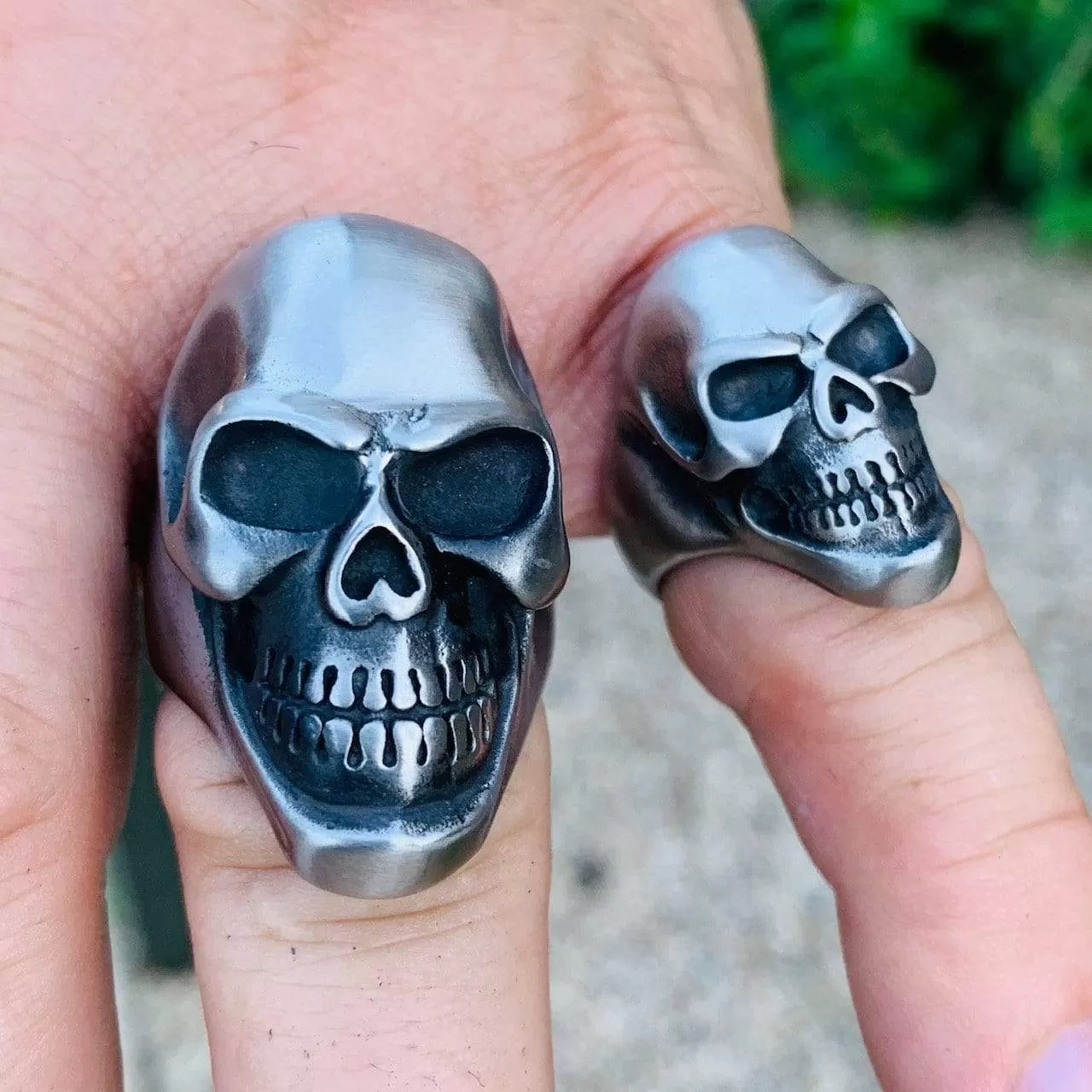 Jimmy - Small - Skull Ring - Brushed Stainless Steel - R38