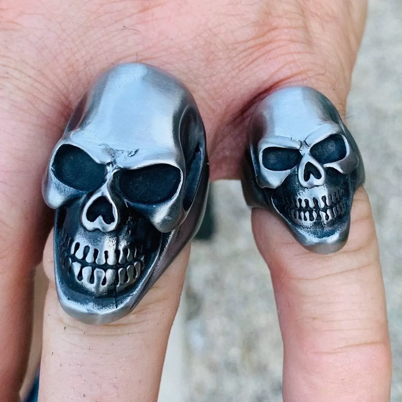 Jimmy - Small - Skull Ring - Brushed Stainless Steel - R38