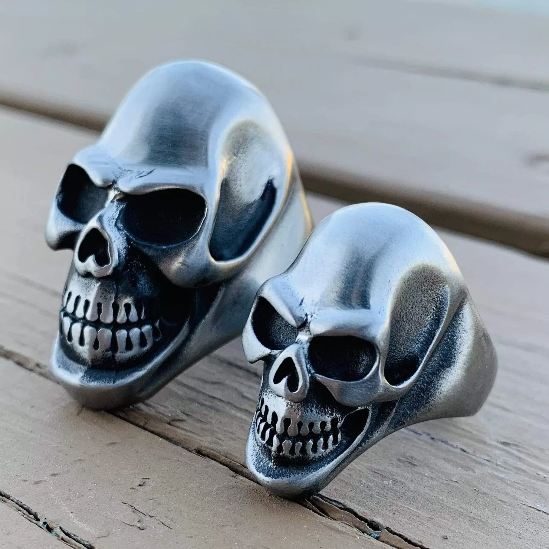 Jimmy - Small - Skull Ring - Brushed Stainless Steel - R38