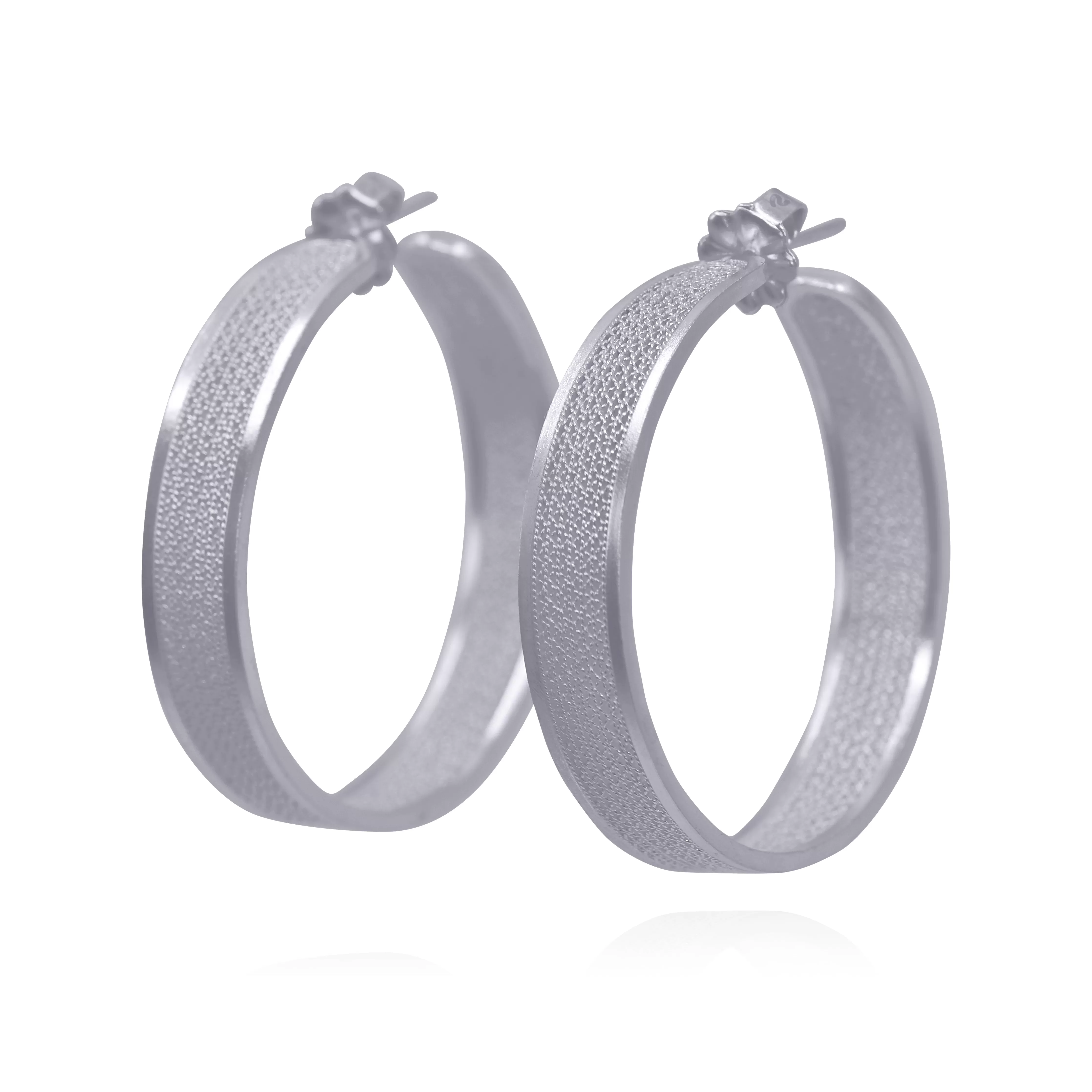 KELSEY SILVER LARGE HOOPS EARRINGS FILIGREE