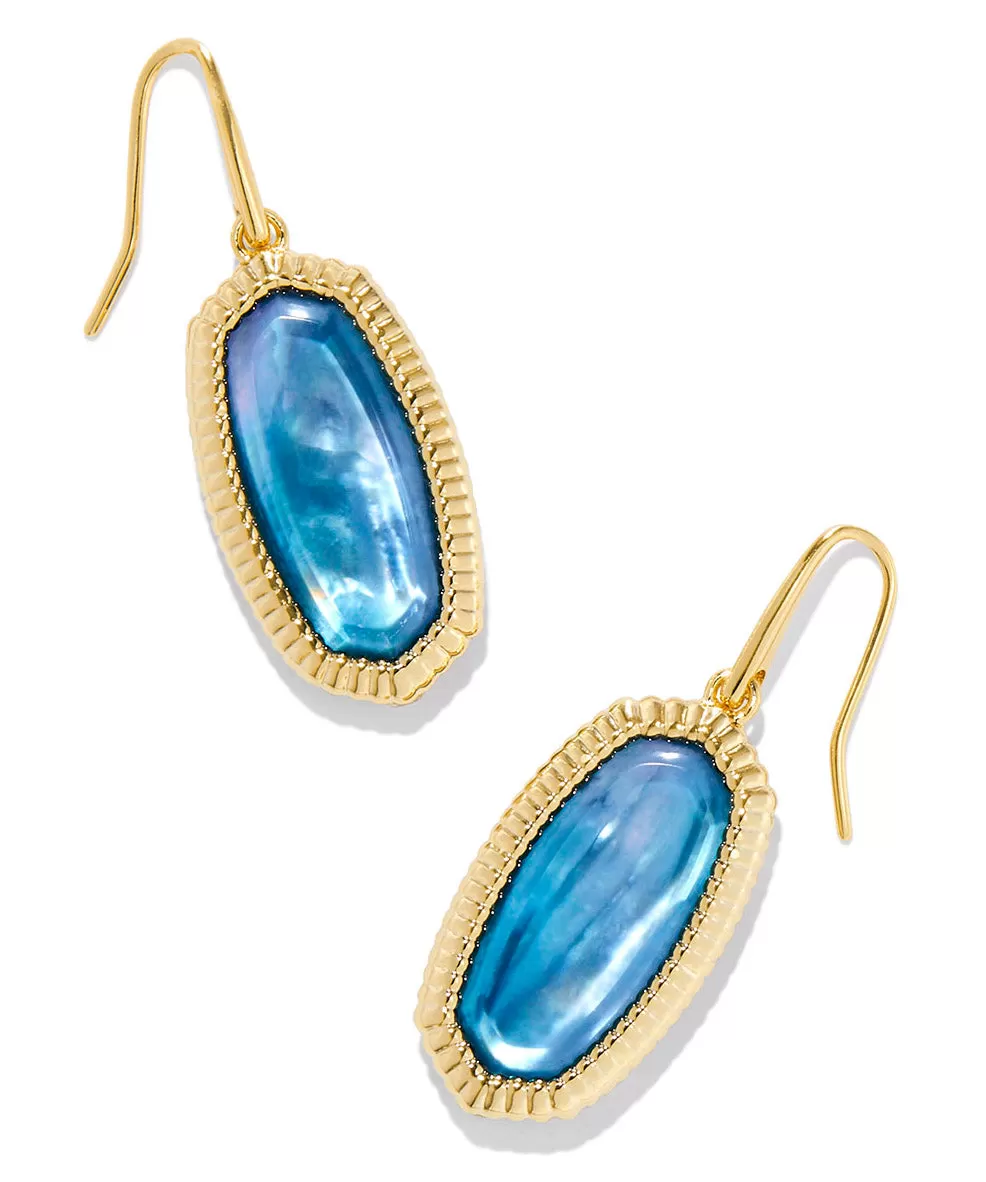 Kendra Scott Dani Ridge Frame Drop Earrings - Silver/Ivory MOP, Gold/Indigo Watercolor, Gold/Azalea Illusion OR Gold/Golden Abalone